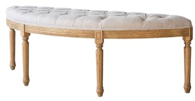 Xilin-872 Bettbank Rustikaler europäischer Vintage-Eichen-Halbrunder gebogener Nachttischhocker, Wohnzimmer-Schuhwechsel-Sofahocker, Kunst-einfache Bank Sitzbank