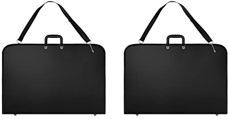 2 x schwarze Kunst-Portfolio-Tasche für Künstler, mit Schultergurt, 48,3 x 37,8 x 3,8 cm, Schwarz