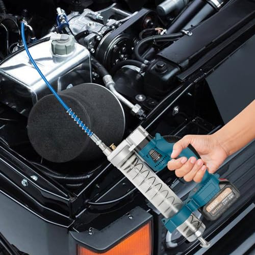 Owneed Batteriebetriebene Fettpistole Kit 21V, 560W Elektrische Fettpresse Akku-Wiederaufladbare Hochleistungsfettpistole mit 2 Wiederaufladbaren Lithiumbatterien und Ladegerät, Tragetasche