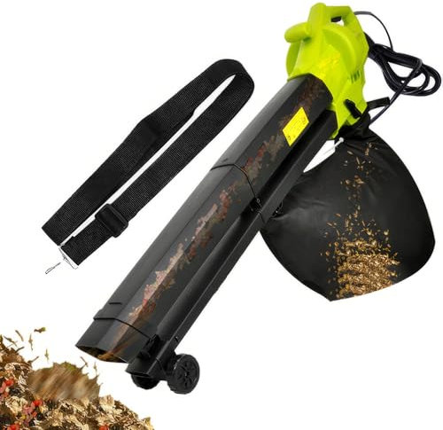 Soplador y trituradora de hojas para jardín 3 en 1, aspiradora y sopladores jardín eléctricos de 3000 W, aspiradora de hojas para jardín con bolsa recolectora de hojas de 35 l,correa transporte green