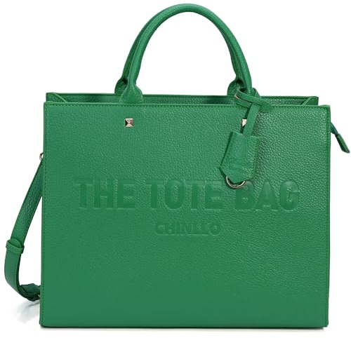Chinllo Tote Bag for Women Laptop Top Handle Satchel Purse and Handbags with Shoulder Strap (D.Green-L)