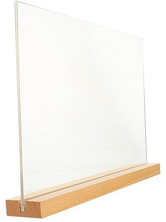BELLIFFY Acryl Menükartenhalter Mit Buchenholzfuß Transparenter Tischaufsteller Für Restaurants Hotels Messen Praktischer Stabiler Werbe Preisschildständer