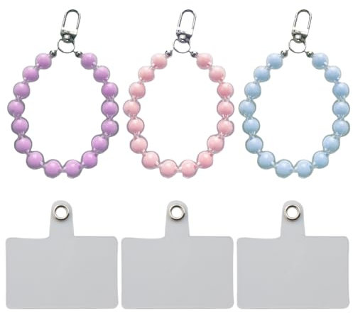 DLPRK 3-pack Collana per cellulare universale, ciondolo per cellulare, cordino, cinturino per cellulare, accessori telefono, accessori smartphone, phone strap (rosa, viola, blu)