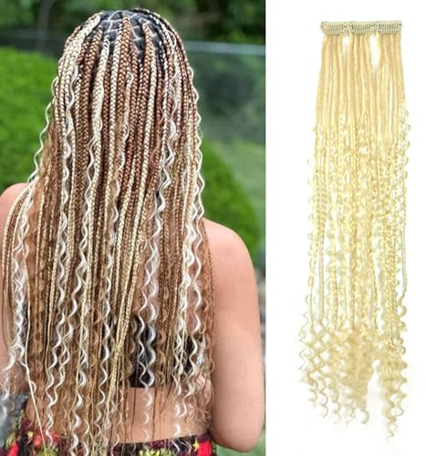 Dsoar Boho Clip in Haarverlängerungen 22 Zoll Lockig Endete Locs Weiche Handgemachte Dreads 3Pcs Clip in Dreadlock Erweiterung Sets