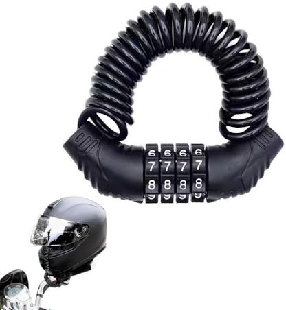 KOZOY Fahrradschloss Kabelschloss Helmschloss, 150cm/3,5mm 2 Stück Zahlenschloss aus Zinklegierung und PVC mit 4 Stellig Zahlencode für Motorradhelm, Fahrradhelm, Snowboardschloss (Schwarz)