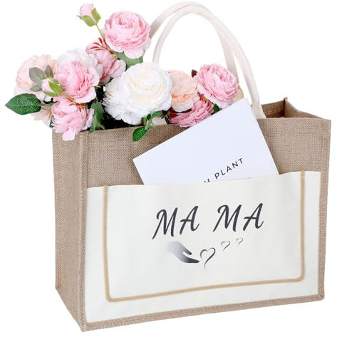 Yylaiire personalisierte Jute-Tasche für Mama - Geschenk für Muttertag