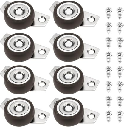 EMSea 8pcs Roulettes Pivotantes Latérales de 1,25 Pouce Petites Roulettes Fixes Rigides Non Pivotantes Roue en Caoutchouc avec Plaque en Acier Adaptées Aux Tiroirs de Meubles en Bois Plateaux