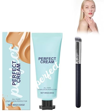 Perfect Cream Corrector de Larga Duración 80g Crema cubriente resistente al agua con pincel, Alta cobertura para ojeras e imperfecciones Para un cutis impecable