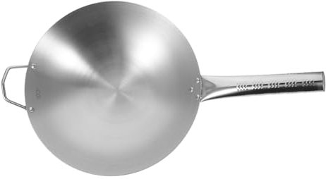 MOTHNUR Wok Antiadherente De Acero Inoxidable 30cm Sartén De Cocina Ligera Mango De Acero Inoxidable Accesorio Resistente Inducción Hogar y Exteriores