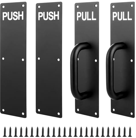 AKOLAFE 2PCS Door Handles Black Door Pull Handle 30x8 cm Stainless Steel Pull Handles for Doors, Push Plate Heavy Duty External Doors Handle with Mounting Screws for Garage Cupboard Cabinet Toilet