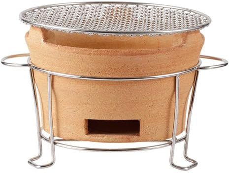Holzkohleofen aus Ton, Kleiner Holzkohlegrill-Tonofen, Keramik-Grillofen für drinnen und draußen, zum Rucksackwandern, Kochen im Freien, Picknick zu Hause (eine Farbe, 26 cm)