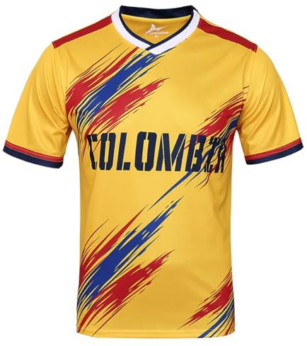 Europapokal fotbollströja, fantröja, träningströja, stretch, ledig, kortärmad, andas, tryck, fotbollströja, män, kvinnor, amerikansk kupa, sportskjortor, Colombia, L