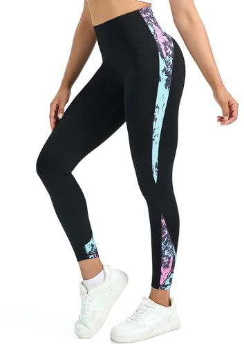 Tuspryt Sporthose Damen mit Taschen,Blickdichte High Waist Sport Leggings Damen Fitnesshose Laufhose Gym Leggins