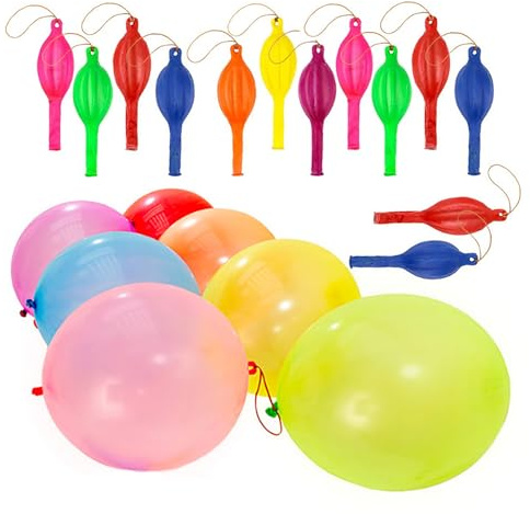 Uqezagpa 10/20pcs Colorful Balloon Thickened Punching Balloon Bounce With Rubber Bands Handle For Kids Childrens Indoor