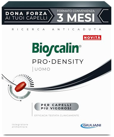Bioscalin PRO•DENSITY Uomo, Integratore Alimentare per Capelli con Caffeina, Favorisce la Forza dei Capelli, Senza Glutine, Naturalmente senza Lattosio, Utilizzo 3 Mesi, 90 Compresse
