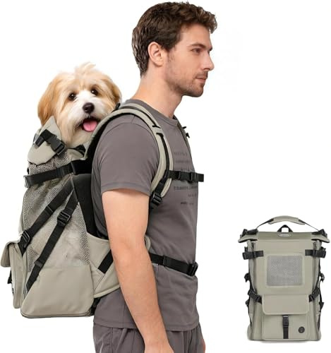 Wakytu HundeRucksack für mittelgroße Hunde atmungsaktiv bequem mit Hals-Schutzpolster wasserdichtem Oxford-Gewebe ideal für Spaziergänge Outdoor Radfahren(3-16kg)