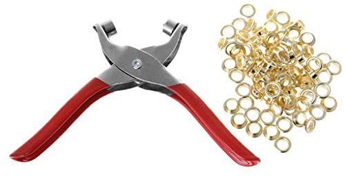 Alicates para agujeros de ojales con 100 ojales prensa de ojales de mano para pancartas de cuero, herramientas eléctricas para carpintería