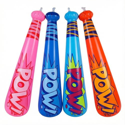 YIPFEN 4 Pcs Aufblasbarer Baseballschläger Strandball für Kinder Baseball Partyzubehör Ideal für Pools Strände & Terrassen