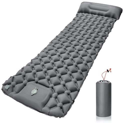 JUQG Materassini Autogonfianti da Campeggio, Materassino Gonfiabile Impermeabile con Pompa a Pedale e Cuscino, Ultra Leggero e Portatile, Adatto per Campeggio, Lescursionismo, Viaggi e Outdoor
