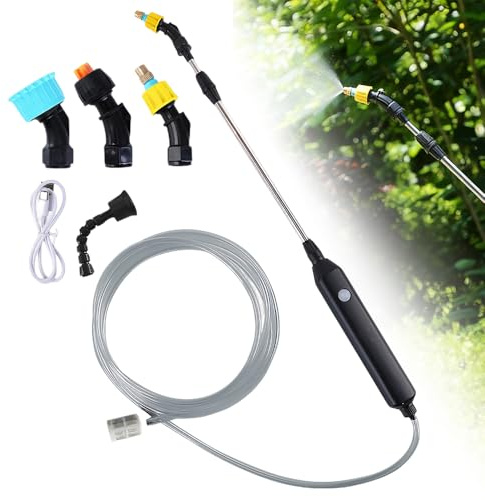 Mineup Pulverizador Electrico, 3.7V Pulverizador Electrico Jardin, Pulverizador de Jardín con 3 Boquillas Regulable y 5M Manguera
