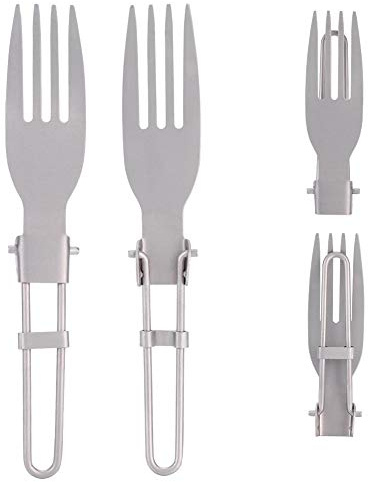 ZUUOZBYY Portable Folding Titanium Spork Fork Outdoor Camping Cutlery Travel Tableware (Titanium Fork)