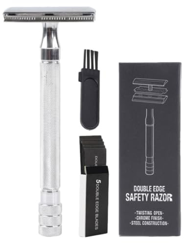DOITOOL Rasierer Haarrasierer Alter aus Aluminiumlegierung und Edelstahl mit Aufbewahrungsbox Traditionelles Rasiermesser für Zuhause und für