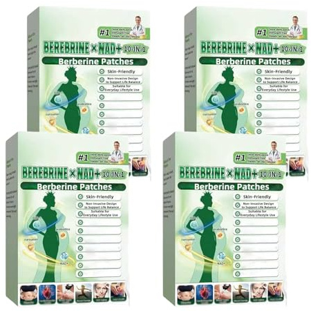 Berberine Patches 56PCS-8BOX, 2026 Upgraded 10-in-1 Nano Patch, Herbal Body Patch for Women & Men, Suitable for Skin Types (4box-28pcs)