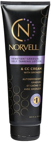 Norvell Venetian Sunless Self Tanner Gradual Color Extender Lotion 8.5 fl oz – Moisturizing Self Tanning Cream with Violet & Brown Tones, Instant Bronzer, Natural Fake Tan