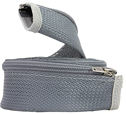 REV Kabelschlauch - Kabelstrumpf mit Reissverschluss, 150cm x Ø 4,5cm, grau