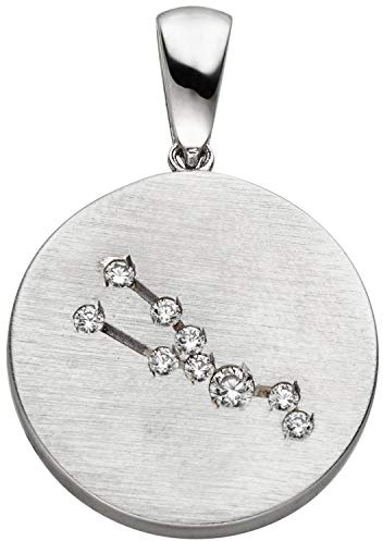 Jobo Sternzeichen-Anhänger aus 925 Sterling Silber matt mit Zirkonia 19 mm