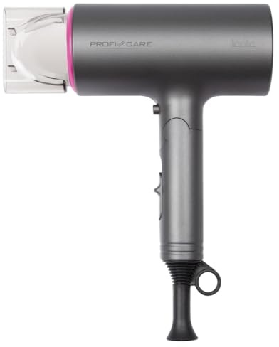 ProfiCare Hårtork, hårtork, kompakt hårfön med soft-touch-hölje och överhettningsskydd, cool shot, joniseringsfunktion, 1 600 watt, antracit/rosa, PC-HT 3073