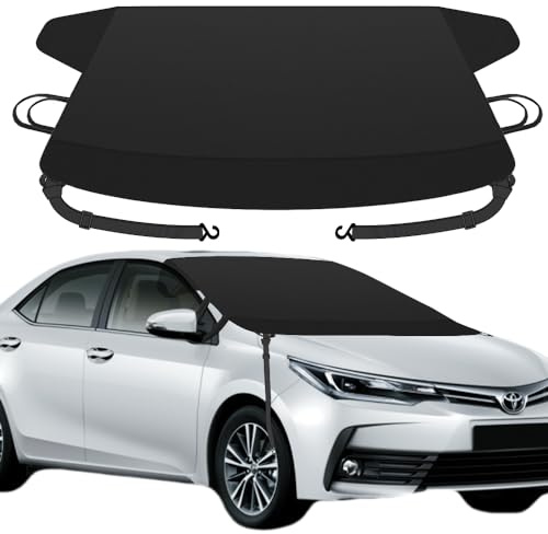 Sunny color Windproof Windshield Cover for Ice and Snow, Upgraded Thicken Oxford Fabric Car Windshield Cover Best for Ice, Frost & Snow Removal Windshield Snow Cover for All Weather (67x47 Inches)