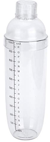 Oumefar Coctelera plástica de la coctelera de la Escala Clara para la Barra para los jugos(1000ML)