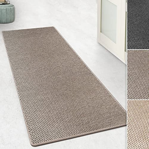 Floordirekt Teppichläufer Kalkutta - Sisaloptik - Tiger-Eye-Design - Teppich Läufer Wohnteppich Flurläufer Küchenläufer (Taupe, 80 x 300 cm)