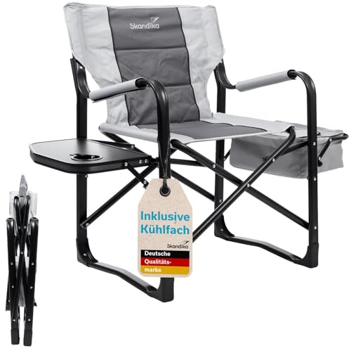 Skandika Campingstuhl Tepsa | Bequemer Klappstuhl mit Tisch und Kühlfach, bis max. 150 kg, klappbar, Getränkehalter | Faltstuhl für Camping, Zelten, Festival, Angeln, Strand