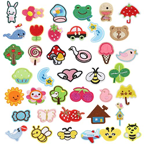 Bymivofun 39 Pezzi Animali Patch Adesivi Cartone per Fai Da Te T-Shirt Jeans