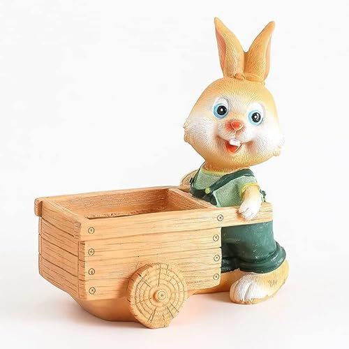 YIXIN2013SHOP Flower Pot Animal Hardworking Rabbit Resin Succulent Plant Flower Pot Container Large Personality Cute Bunny Bonsai Pot Gift Garden Pots (Color : A)