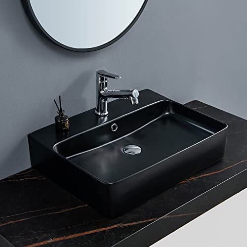 Schwänlein Waschbecken Gäste Wc Waschtisch Handwaschbecken Aufsatzwaschbecken WaschschaleKeramik Schwarzes Quadrat Design 60x42cm