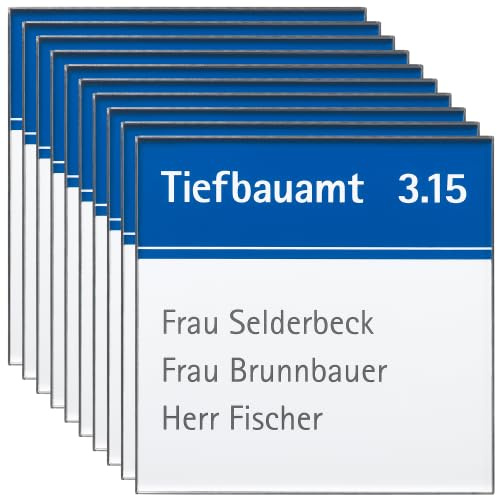 10 Türschild Rio | 150x150mm | Quadratisch | Edelstahl | zur Schraubmontage | 10 Stück | Büroschild, Raumkennzeichnung Büro