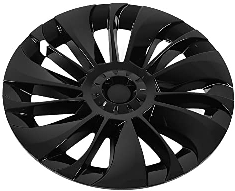 Radkappen, 4 Stück 19 Zoll Radkappe Asymmetrisches Design Radnabenkappe Ersatz für Model Y 2020-2023 (Glänzend schwarz)