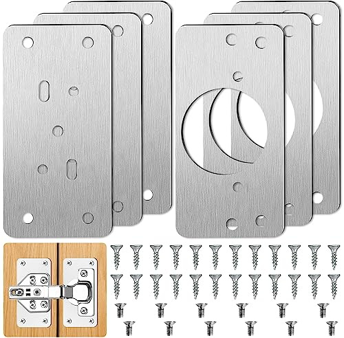 Scharniere Reparaturplatte, 6 Stück Schrankscharnier Reparaturplatte | Seitenscharnierplatte mit 36 Schrauben,Edelstahl Scharnier Reparaturset,für Schrank,Möbel,Schublade,Fenster