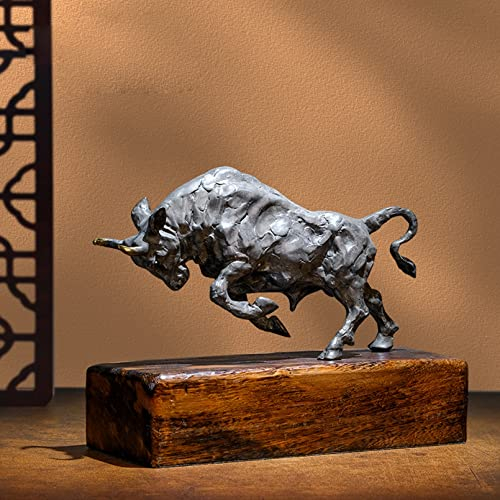 Cutfouwe Wall Street Messing Bull Statue-Good Luck Bull Deko Skulptur Dekofigur Moderne Skulptur Zum Dekorieren,3kg