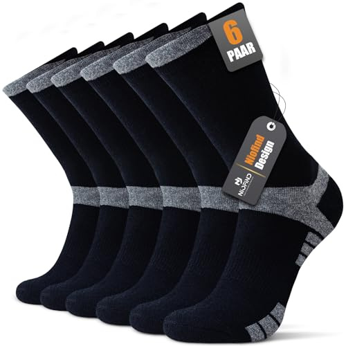 Niofind Mens Socks 6 Pairs, Cushioned Men Women Socks, Anti-Blister, Anti-Odour, Moisture-Wicking, Breathable Cotton Socks for Trainer, Running, Sports, Walking, Working, Cycling, Hiking (5-8)