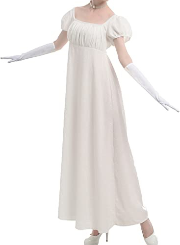 Fiamll Regency Kleid Damen - Empire Waist Jacquard Kleid für Hochzeit, Abendkleid, Party - Victorianisch,Marie Antoinette Kostüm,3XL