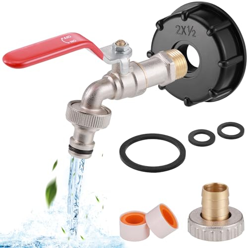 Zocipro Raccordo Cisterna 1000 Litri, 1/2 IBC Serbatoio Adattatore in Ottone, S60X6 IBC Tote Serbatoio Scarico Adpater per IBC Adattatore Rubinetto, Giardino Industria