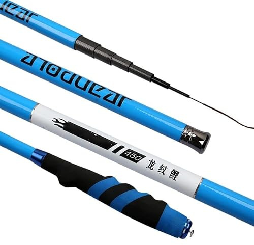 Caña de Pescar,Cañas de Pescar Caña de Pescar telescópica de Fibra de Carbono súper Dura 2 8 Power Stream Hand Pole 3.6-6.3M Carp Rods (Size : 4.5m)