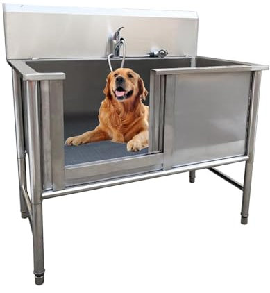 100/120 cm große Hundewaschstation für kleine Hunde,professionelle Haustierwaschstation, Badewanne für Zuhause, mit Schiebetür, Wasserhahn, Haustierpflege(100cm/39.4in)