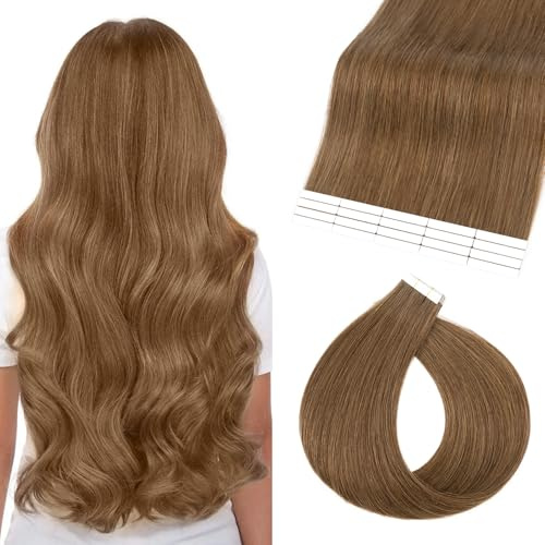TESS Tape Extensions Echthaar 20 Stück, 40 cm #4 Mittelbraun, 50G/Pack Skin Weft Echthaar Extensions Tape 2.5g/stk Glatt Remy Haarverlängerung