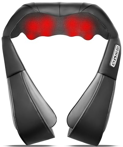 UFFAE Shiatsu Neck and Back Massager with Heat, Electric Deep Tissue Kneading Neck and Shoulder Massage, Best Gifts for Women Men Mom Dad Mothers Fathers Day Birthday Gift, Black Grey (NOT Cordless)