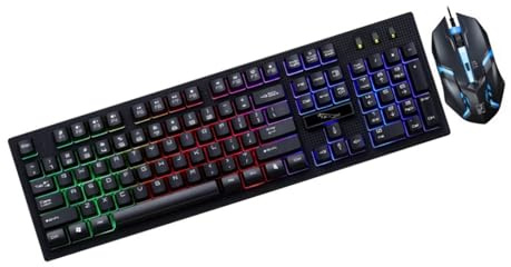 Uonlytech Teclado y Ratón para Suspensión USB Kit de Teclado y Ratón Mecánico para Gaming y Trabajo Casa